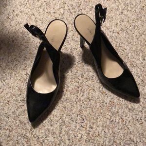 Nine West Black Sling Back Heels EUC Size 7.5